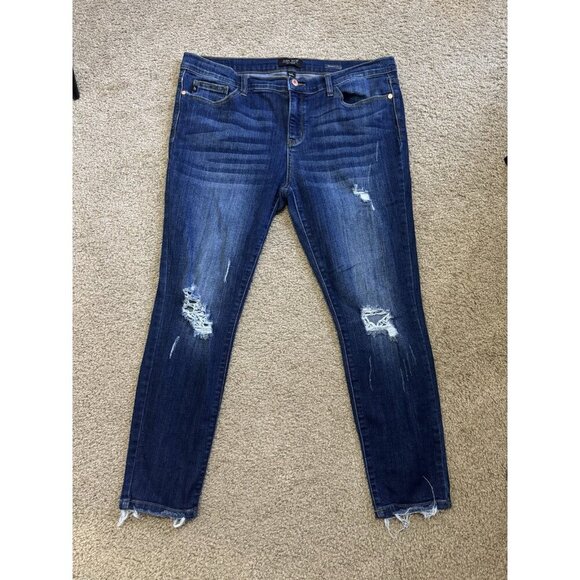 JUDY BLUE Distressed Skinny Denim Jeans 1XL 36x26 GREAT - Picture 1 of 12
